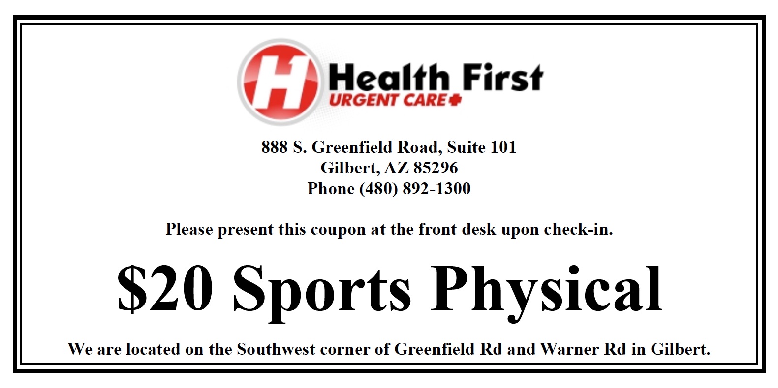 Healthfirsturgentcare Special Offers